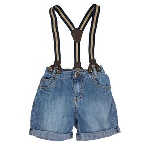 Vintage Koala Kids Denim Suspender Shorts Size 2T